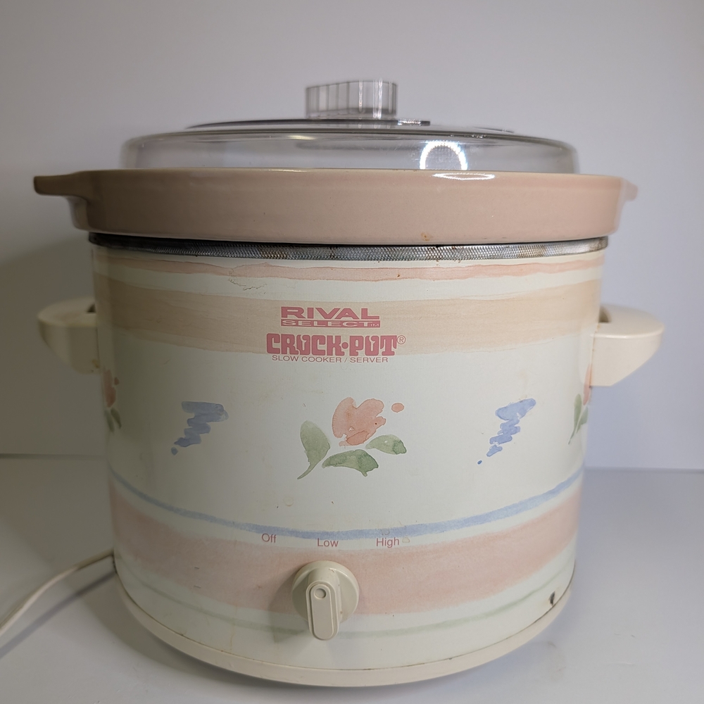 Vintage 6 Quart Rival Crock-Pot Slow Cooker with Floral Design
